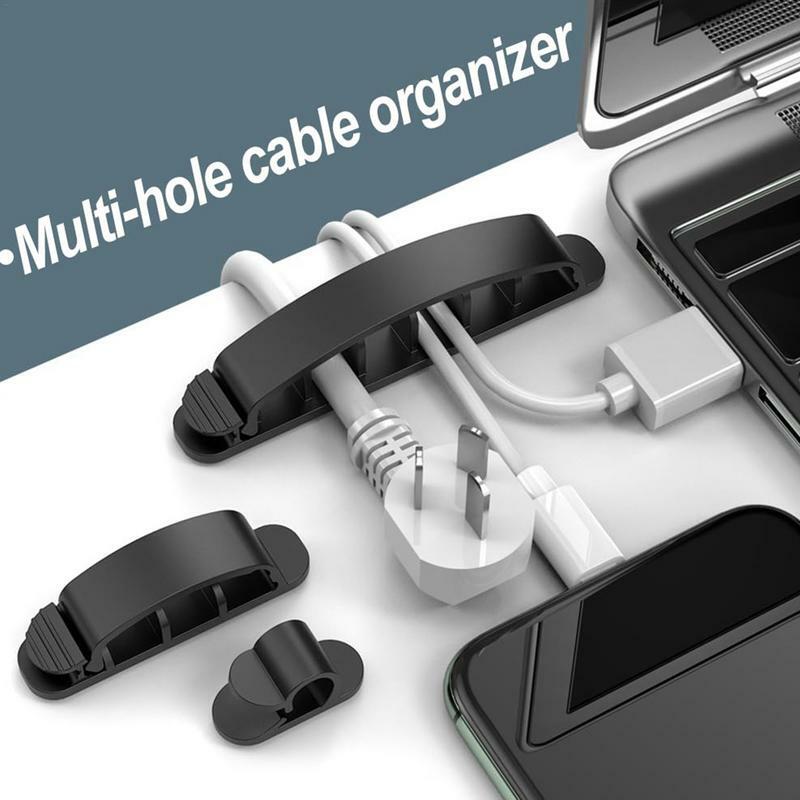 Adesivo USB Cable Organizer Clips, suporte do cabo, gerenciamento de cabos, Cord Keeper para cabos com fio