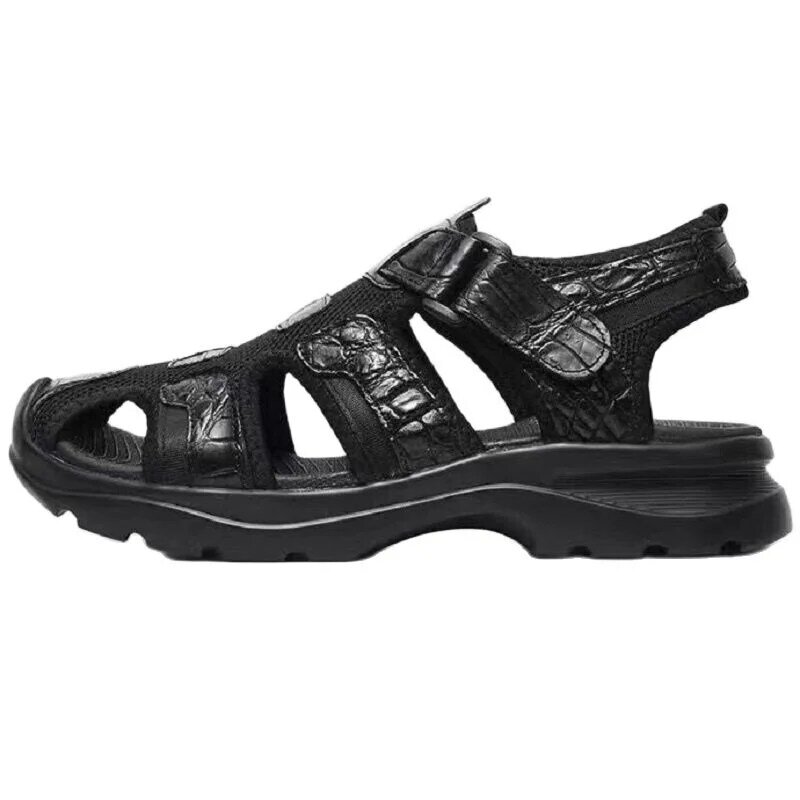 Sapatos casuais masculinos com pele de crocodilo, sandália masculina de couro genuíno, nova chegada, verão 2023, pdd77