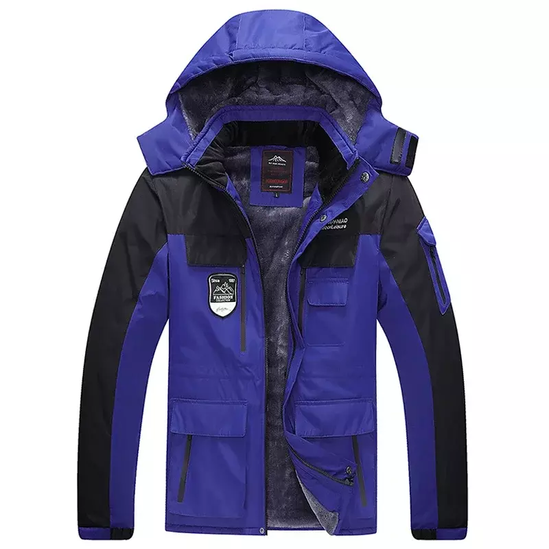 Мужская зимняя куртка, флисовая Толстая теплая водонепроницаемая стеганая парка с капюшоном, Мужское пальто большого размера 8XL, верхняя одежда на молнии, Корейская ветровка