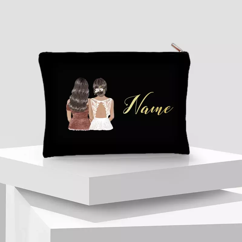 Bolsa de cosméticos con nombre personalizado para dama de Honor, bolsa de maquillaje personalizada, regalo de fiesta de despedida de soltera, Mini embrague