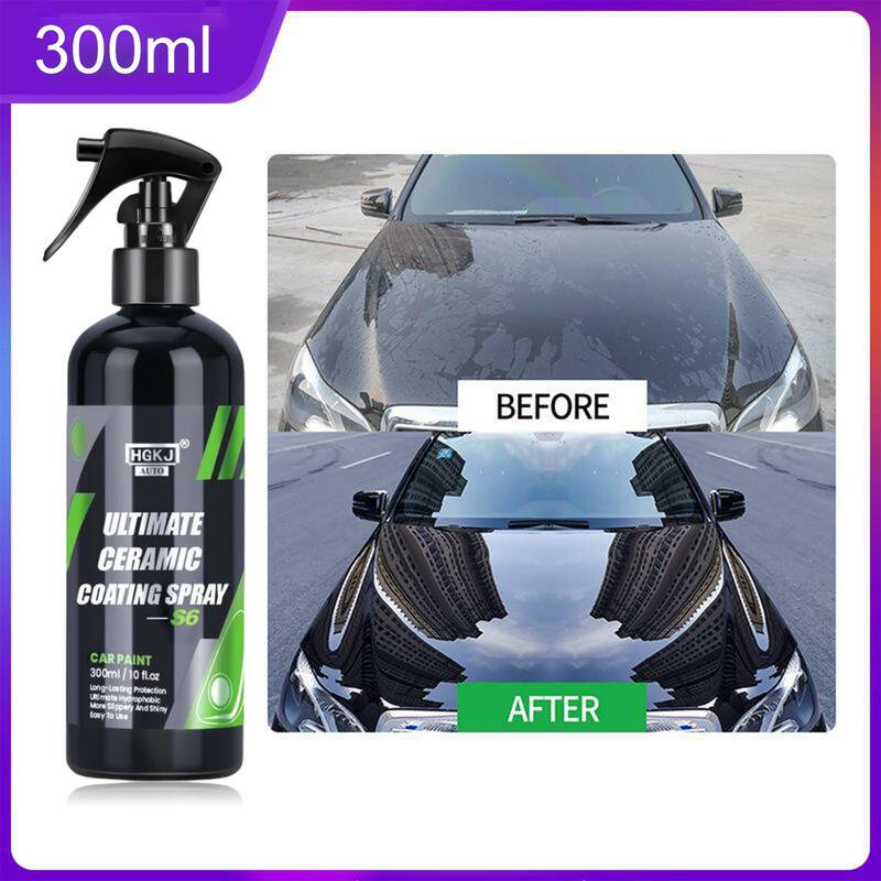 Spray de polimento cerâmico do revestimento do carro, líquido hidrofóbico, nano cera anti-riscos, cuidado da pintura do carro, hidrofóbico, HGKJ 9H, S6, 300ml