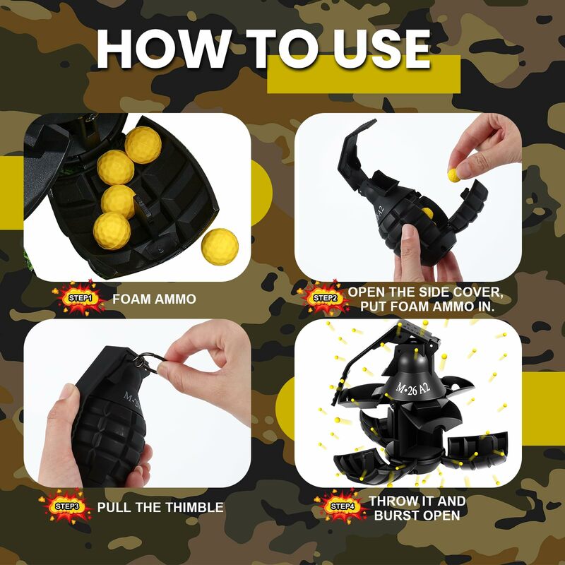 Jouet de grenade à main pour jeu de combat Grenades jouets tactiques à bombe à eau pour le jeu de rôle de sport en plein air Impact de ressort puissant