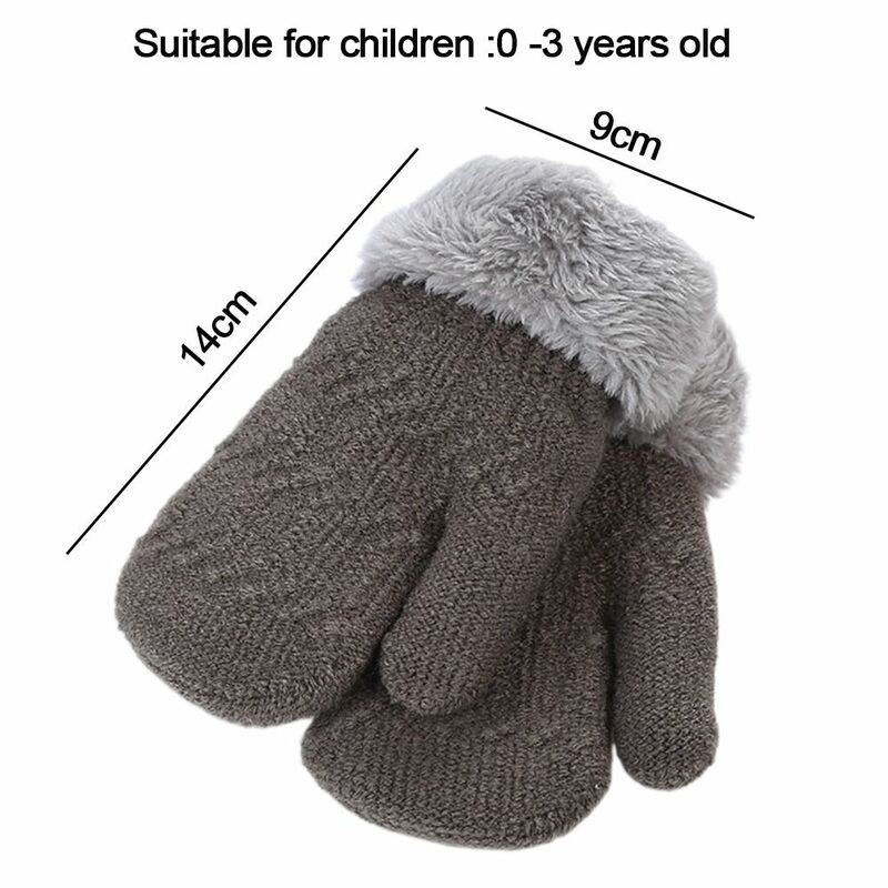 Plus Velvet Kids Gloves Keep Finger Warm Thick Baby Gloves Knitting Mittens Boys Girls