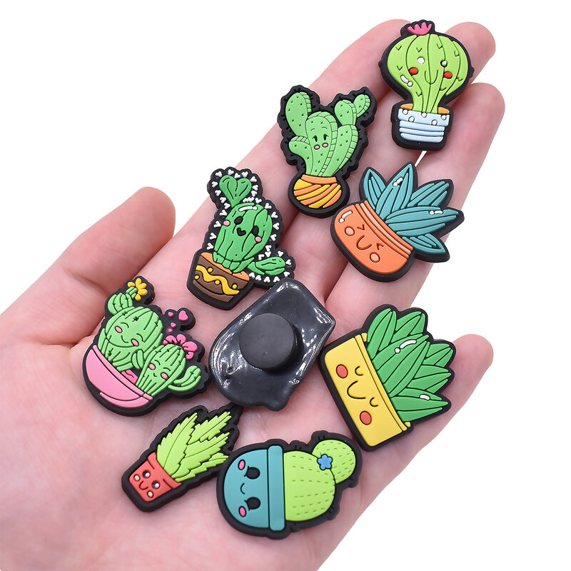 carton cactus series PVC shoe buckles charms decorations lovely characters for clog bag key chain wholesale custom drop shipping