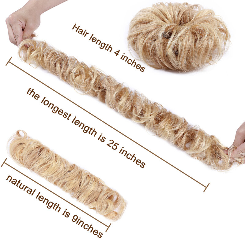Reichhaltige Auswahl unordentliche Haarknoten-Haar gummis 100% Echthaar-Brötchen verlängerungen 32g wickeln sich um zerzausten Donut-Updo-Chignon für Frauen Mädchen