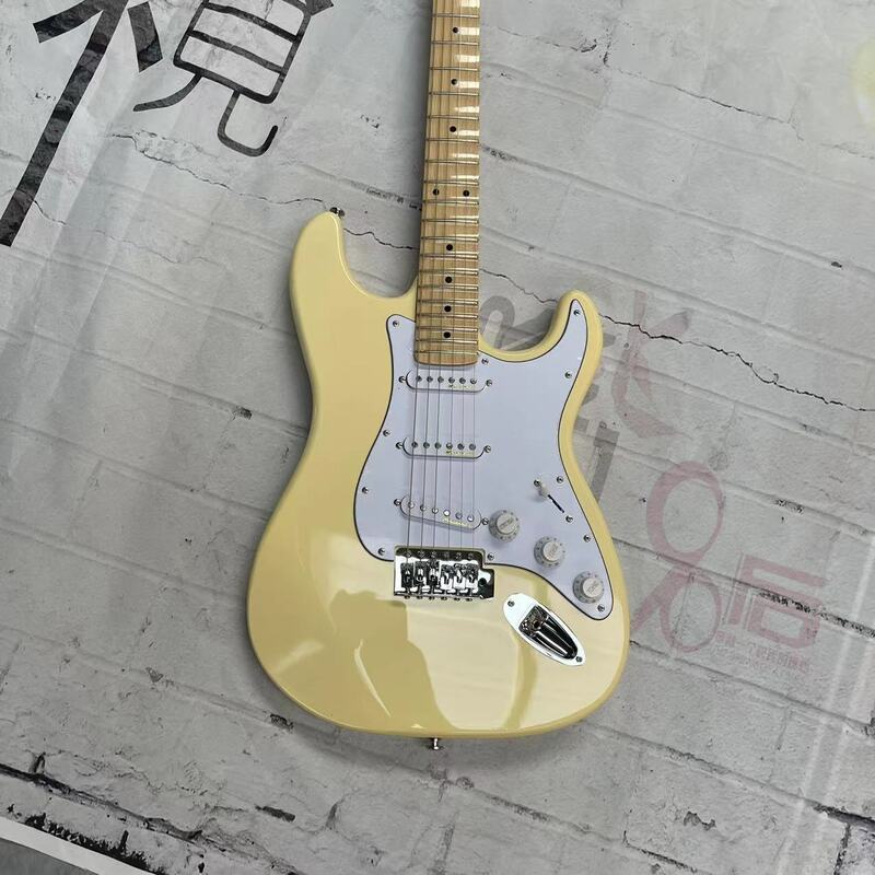 6-string electric guitar, yellow body, grooved maple fingerboard, maple track, real factory pictures, can be shipped with an ord