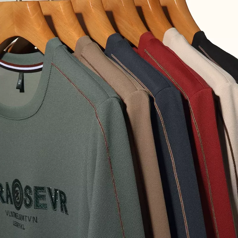 Langärmliges Herren-T-Shirt, Rundhals-Hoodie, modischer und lässiger, vielseitiger Basis pullover, Pullover-Hoodie