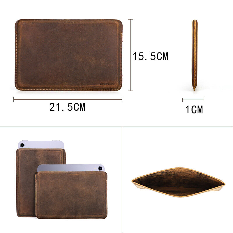 2022 New Vintage Leather Cover Sleeve for Ipad Mini 6 5 4 3 2 1 Case Fire Table Case Accessories Inner Bladder Bag Dropship
