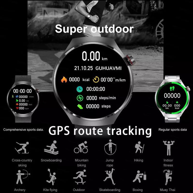 Смарт-часы для Huawei Xiaomi GT4 Pro, GPS-трекер для мужчин, экран AMOLED 360*360 HD, пульсометр, Bluetooth, звонки, новинка 2024