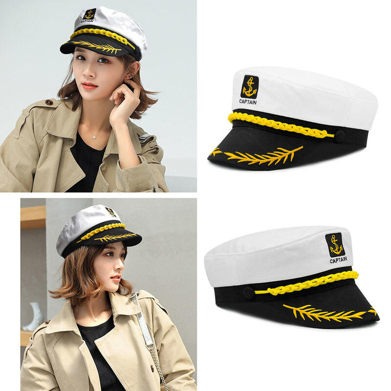 Cappelli da capitano militare per Yacht per adulti regolabile uomo donna Navy Marine Admiral Cap Costume Party Fancy Dress accessori
