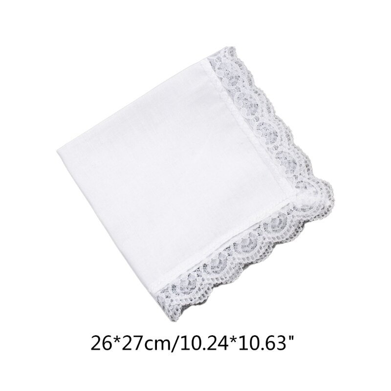 Lenço de bolso feminino Q1FA portátil de algodão com acabamento em renda super macio e lavável