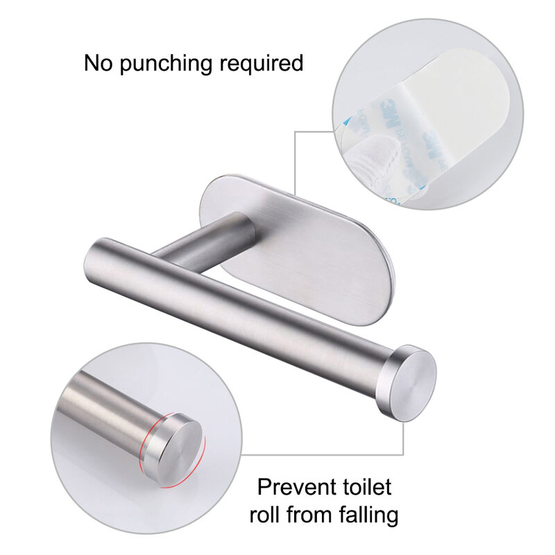 Self Adhesive Toilet Paper Towel Holder Stainless Steel Wall Mount  No Punching Tissue Towel Roll Dispenser for Bathroom Kitchen