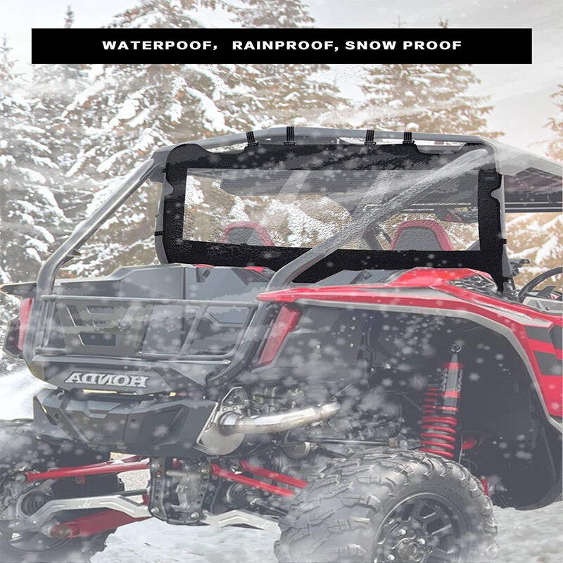 Soft Rear Windshield for Yamaha Rhino Massimo UTVs PVC Windscreen with Excellent Visibility Waterproof & Tough Against Punctures