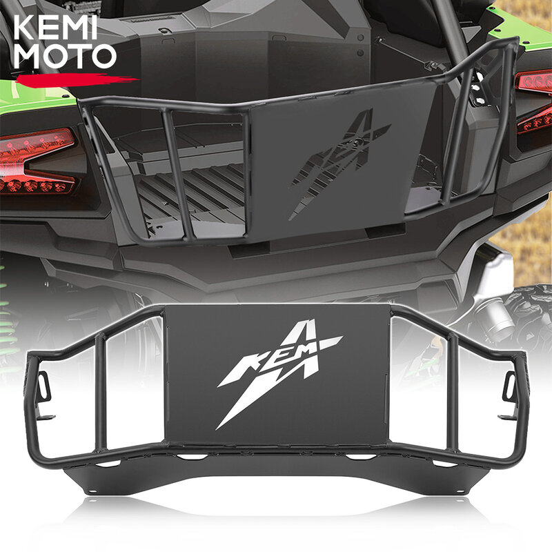 KEMIMOTO UTV penutup belakang baja tugas berat kompatibel dengan Kawasaki KRX 1000/4 1000 2021 + Perpanjangan tempat tidur kargo tinggi