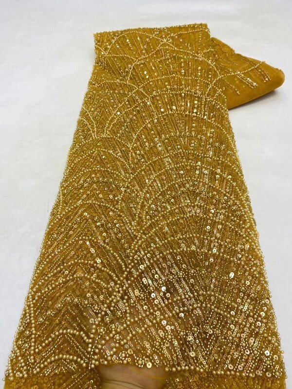 Новая серебряная Роскошная африканская кружевная ткань с блестками 2023 французская сеточная 3D вышивка в нигерийском стиле искусственная золотая линия