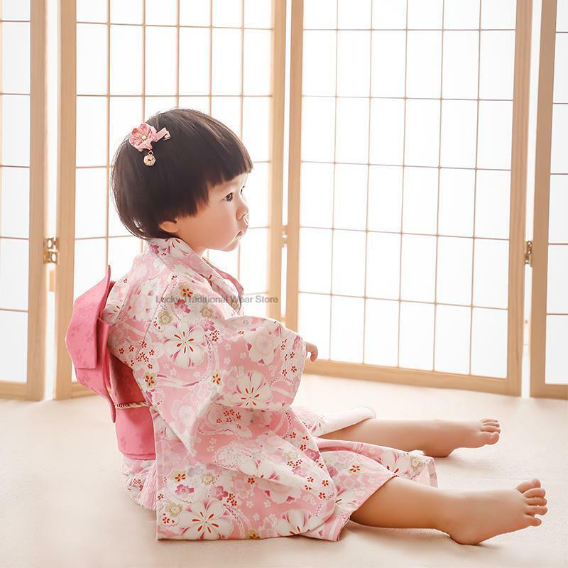 Кимоно для девочек традиционное в японском стиле с принтом, юката, хлопковый костюм для косплея, хаори, одежда в азиатском стиле