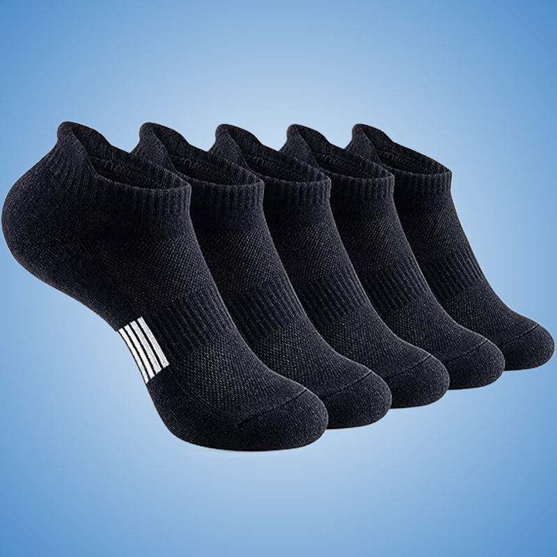 ถุงเท้าหุ้มข้อคุณภาพสูง5คู่ถุงเท้ากีฬาไม่แสดงถุงเท้าวิ่ง Comfort ถุงเท้ากีฬากันกระแทกระบายอากาศได้ดี