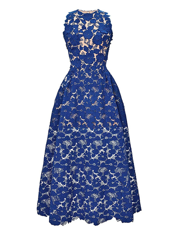 Светильник кое роскошное тяжелое кружевное платье, летнее Новое ярко-синее приталенное платье с вышивкой длиной в виде футболки