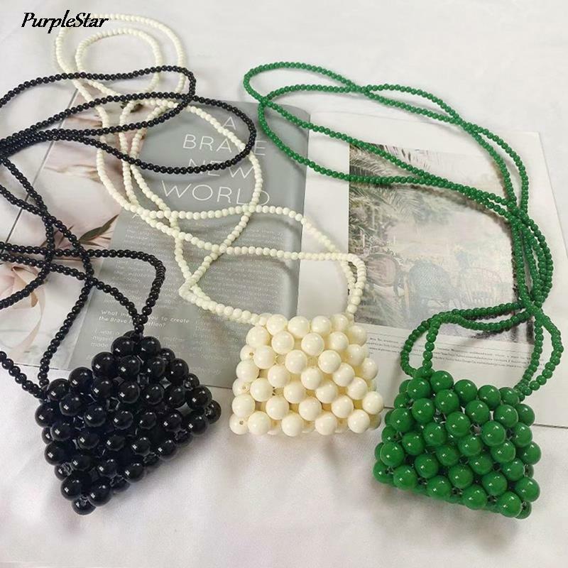 Acrylic Mini Purse Candy Color Bead Crossbody Bags for Girls Handmade Coin Pouch Baby Child Princess Handbags Shoulder Bag