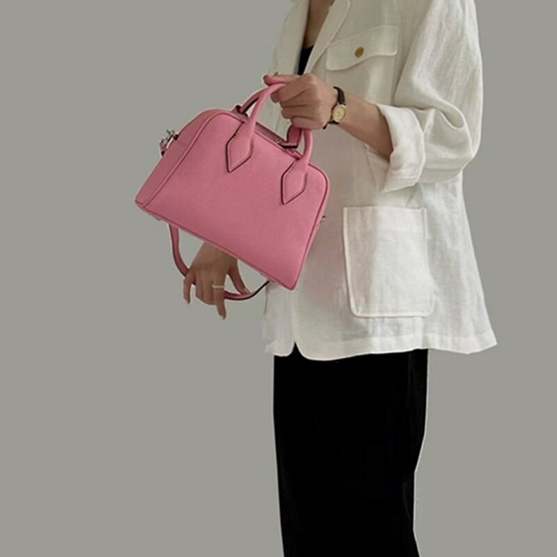 Bolsa de couro genuína para senhoras, sacola de grande capacidade, bolsa de lazer, design retrô, Jenny e Dave, italiana