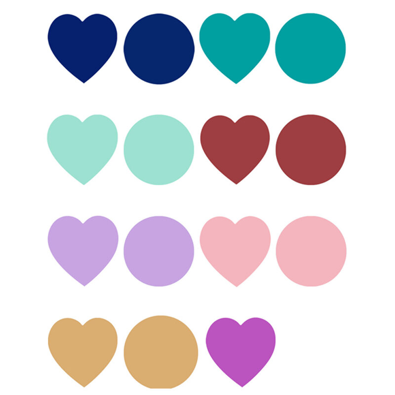 Round Shape Scratch-off Stickers, Love Heart Labels, Prata, Ouro, Rosa, Código Secreto, Capa Adesivo para Festa, Atividade, Jogo, 500pcs