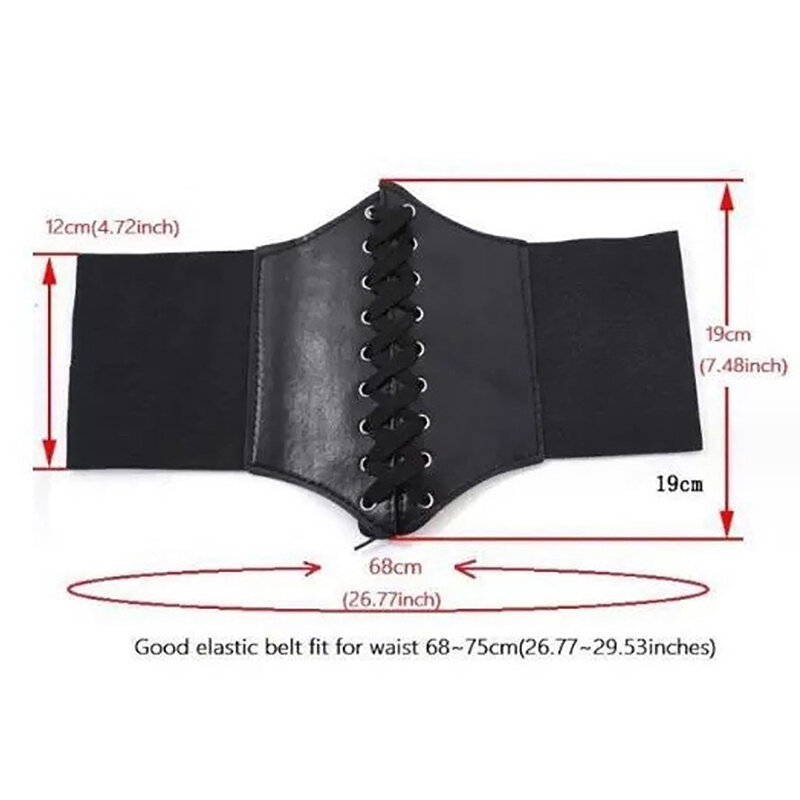 Women's Corset Belt Gothic Fashion PU Leather Female Lace-up Corset Belts Slimming Waist Vintage Corset Black Wide Belt For Girl