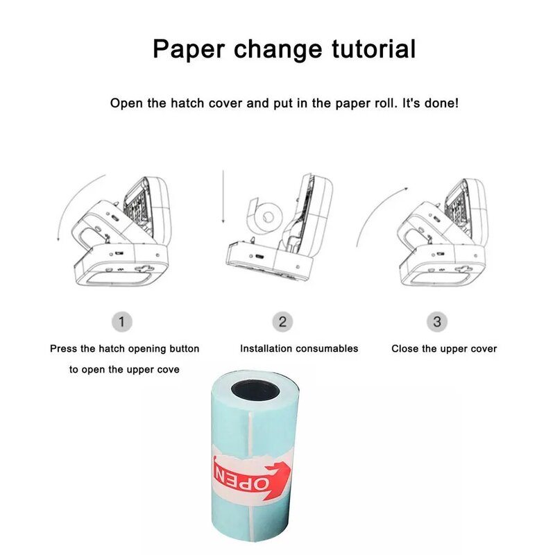 Papier d'impression thermique auto-adhésif, rouleau de papier autocollant imprimable, PeriPage Horizon Pocket PAPERANG, erian et crevette, 57x30mm, 1PC