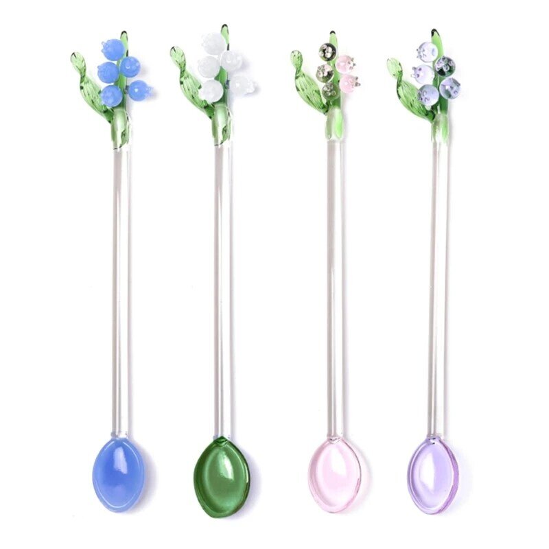 D0AD cuchara postre personalizada campanas orquídeas flor pastel cuchara Mini cucharas agitadoras