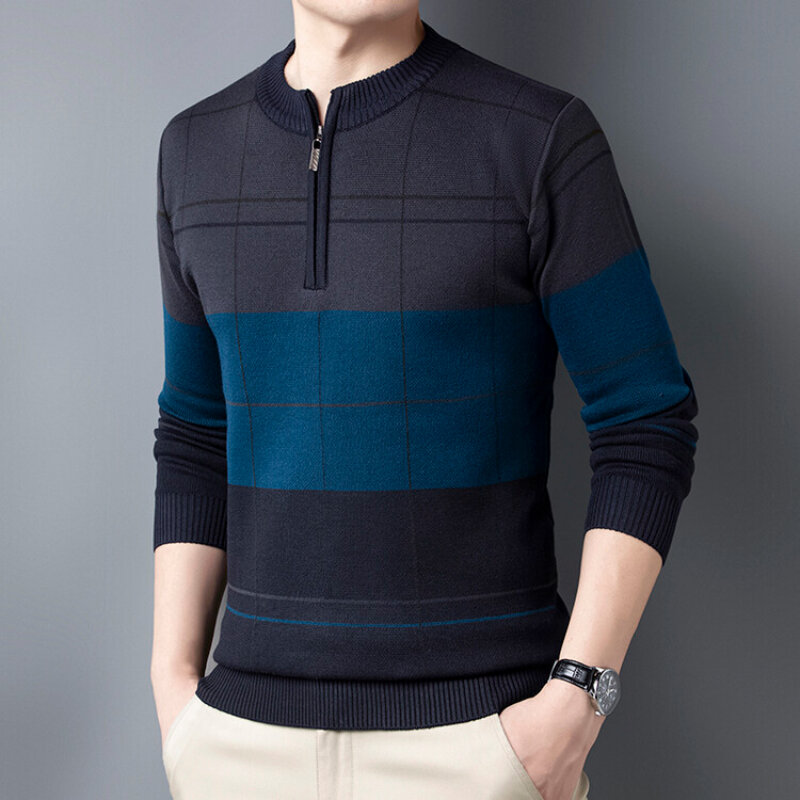 2023 maglione da uomo con cerniera a un quarto girocollo maglione lavorato a maglia caldo abbigliamento Casual da uomo