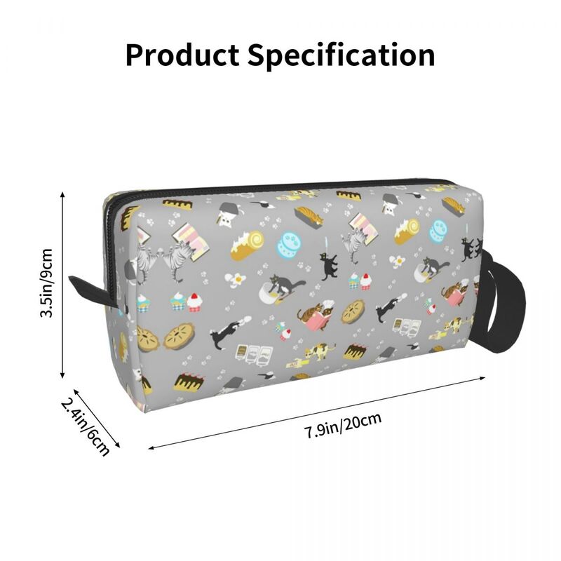 Cats Baking Cakes And Other Sweets, In Grey Makeup Bag Cosmetic Storage Dopp Kit Toiletry Cosmetic Bag Women Beauty Pencil Case