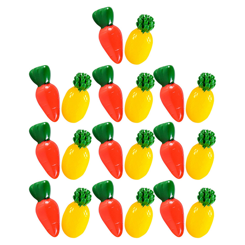 20ชิ้นแครอทเทียมผลไม้ผลไม้ผักตกแต่งขนาดเล็กโมเดลปลอมหัวไชเท้าเรซิ่นตกแต่งเล็ก