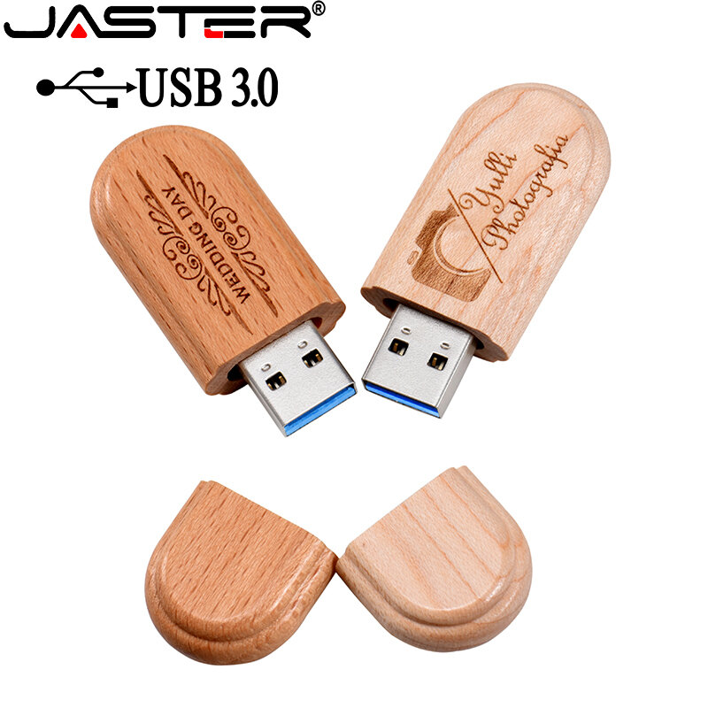 جاستر-محرك أقراص خشبي عالي السرعة مع صندوق ، USB 3.0 ، محرك أقراص فلاش ، عصا ذاكرة ، هدايا إبداعية ، قرص يو ، شعار مخصص مجاني ، 128GB 64GB