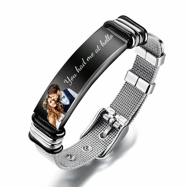 Bracciale da uomo personalizzato-incide il tuo messaggio bracciale da uomo in acciaio inossidabile regalo personalizzato per marito