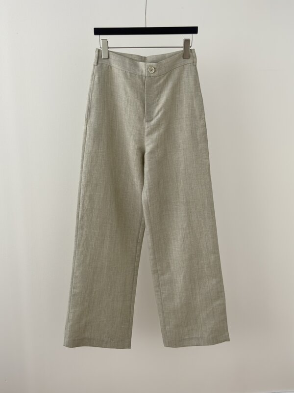 Colete sem mangas de peito único, calças largas de cintura alta, elegante terno de lã, moda retrô, novo estilo, 2024