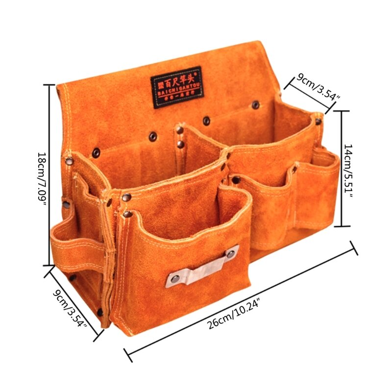 Bolsa ferramentas para carpintaria, prática bolsa cintura couro vaca multifuncional, bolsa armazenamento