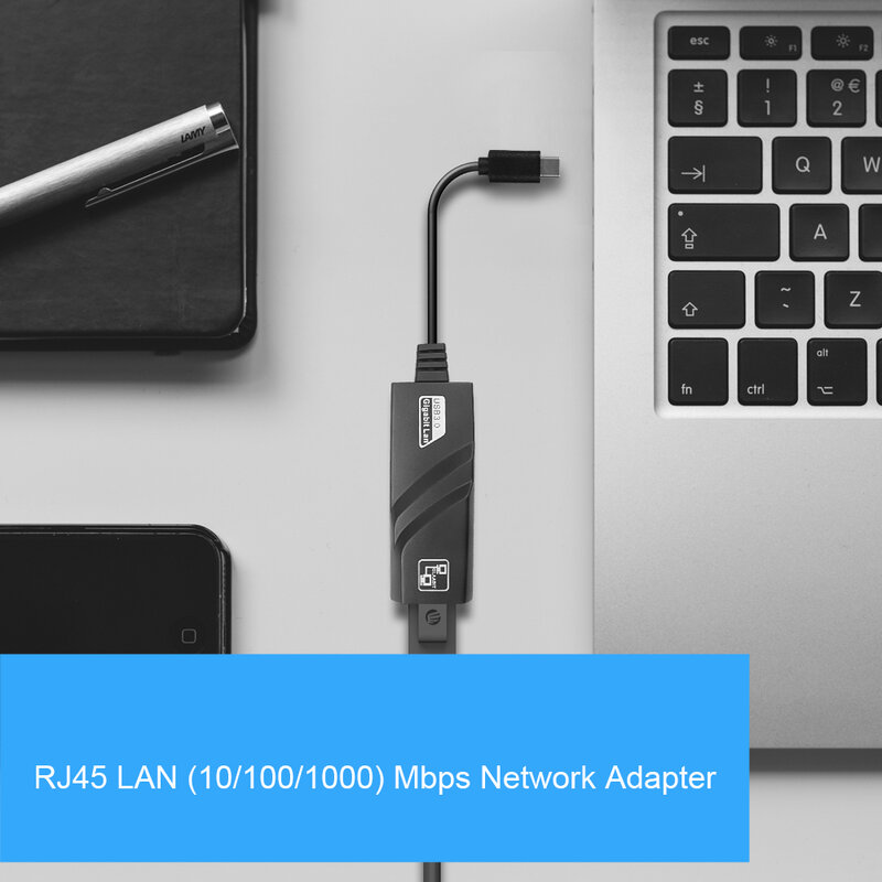 Kartu jaringan Lan, 1000Mbps USB3.0 ke Rj45 kartu jaringan Lan kartu jaringan 10/100/1000Mbps untuk PC Macbook Laptop