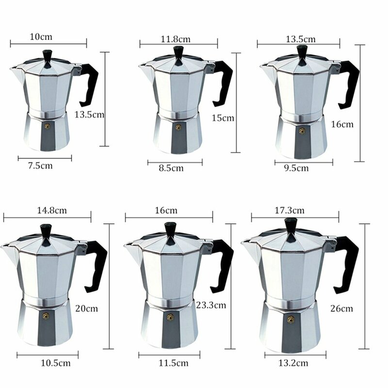 Italian Classic Coffee Maker Aluminum Moka Pots Espresso Percolator Pot Stovetop Espresso Shot Maker Espresso Machine Coffeeware