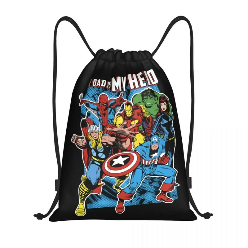Custom Marvel Hulk Avengers Hero Dad Drawstring Bags for Training Yoga Backpacks Men Women Sports Gym Sackpack