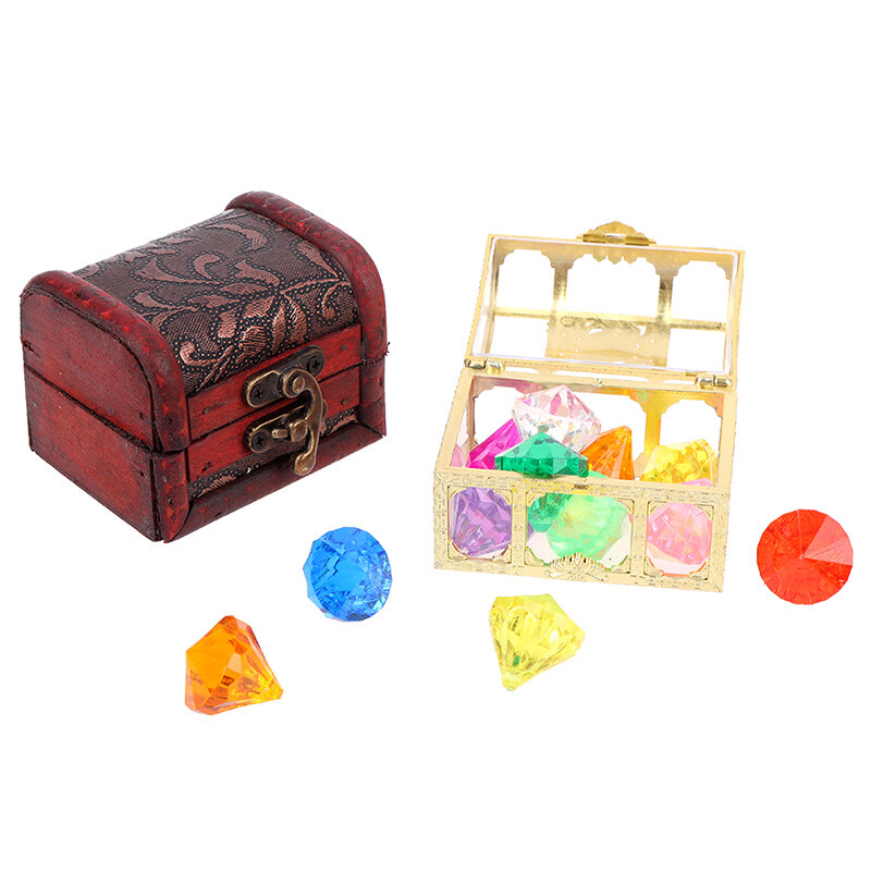보물 해적 상자 수영장용 보석 장난감, 10 개의 큰 다채로운 다이아몬드