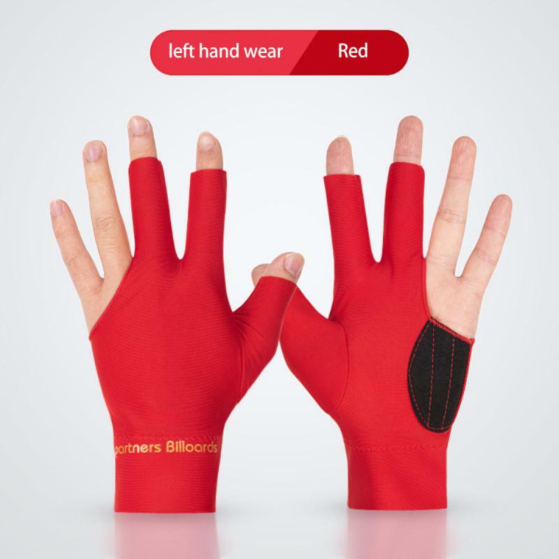 Guantes negros de tres dedos para hombre y mujer, guantes de algodón puro antideslizantes para billar de una sola mano izquierda