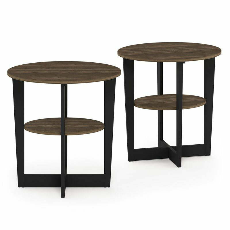 Oval End Table, Set of Two, Columbia Walnut/Black