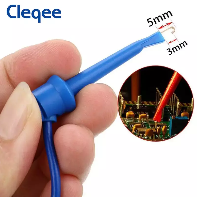 Cleqee p1045 5 stücke test haken clips zu 4mm stapelbaren bananen stecker test führt mini grabber kabel multimeter kupfer 100cm draht