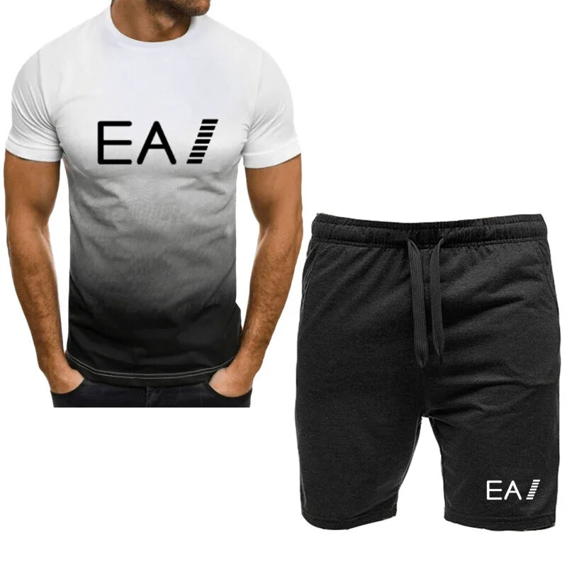 2024 nuovo abbigliamento sportivo da uomo fitness set tuta da corsa casual t-shirt + pantaloncini set abbigliamento sportivo da jogging traspirante set da 2 pezzi per uomo