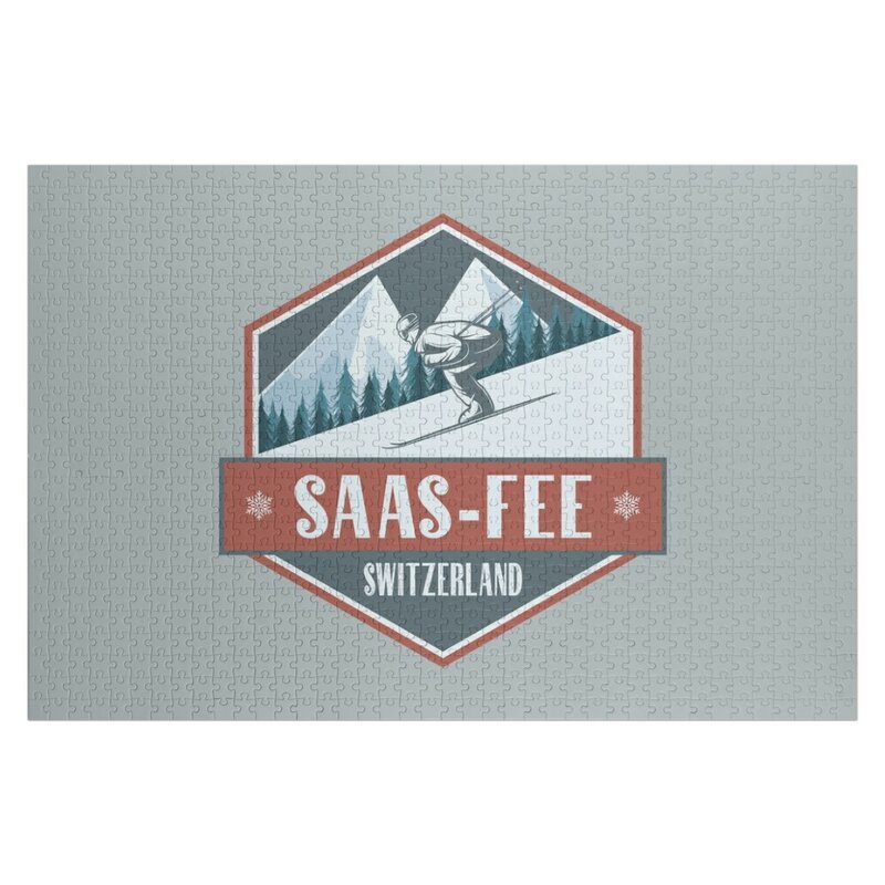 Saas-Fee Швейцария винтажный дизайн катания на лыжах головоломка индивидуальный подарок персональные игрушки головоломка