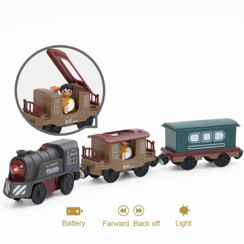 مجموعة قطار خشبي كهربائي للفتيان والفتيات ، لعبة القطار ، مسار السباق ، هدية للأطفال ، متوافق مع مسار القطار الخشبي ، جديد
