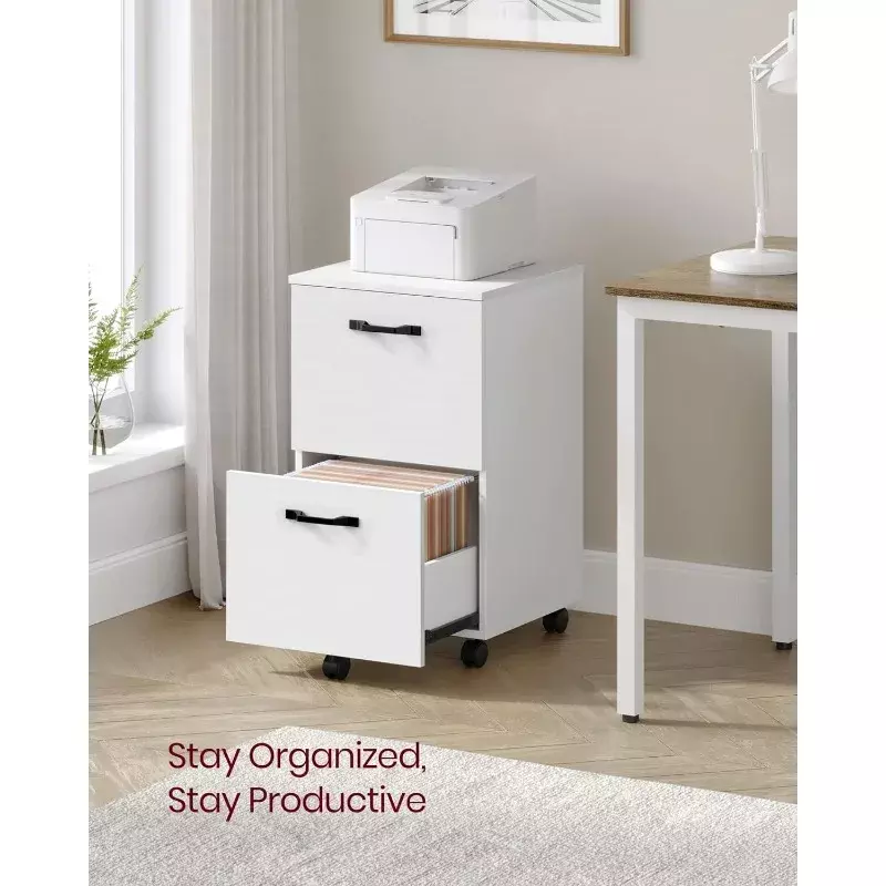 2-Drawer File Cabinet, Filing Cabinet for Home Office, Small Rolling File Cabinet, Printer Stand, for A4, Letter-Size Files