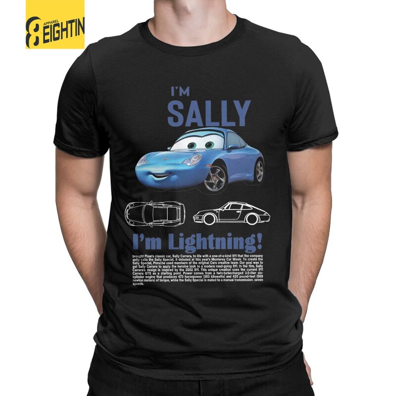 Sally I'm Lightning Cars T Shirts Men's Cotton Fun T-Shirt Crewneck Mcqueen Tees Short Sleeve Clothing Birthday Present
