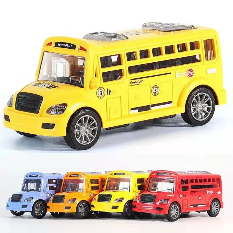 Mobil Model Bus sekolah untuk mainan anak-anak, mobil mainan edukasi anak-anak, roda inersia kendaraan permainan miniatur, hadiah ulang tahun anak laki-laki