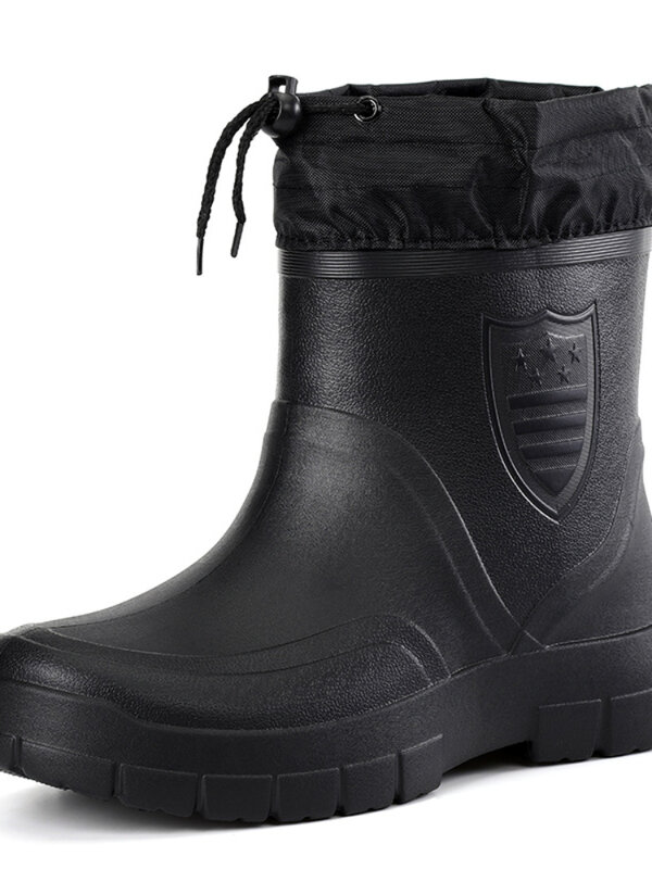 2022 الشتاء يندبروف القطن احذية المطر الرجال الدافئة ضوء الكاحل Rainboots موضة الأسود الانزلاق على أحذية المطر الرجال مقاوم للماء العمل التمهيد