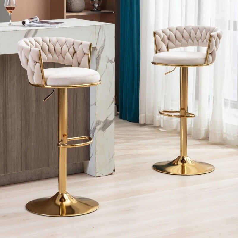 Бархатный бархатный шарнирный стул, бархатные плетеные барные стулья, регулируемые по высоте стулья с ажурной спинкой, современные мягкие стулья